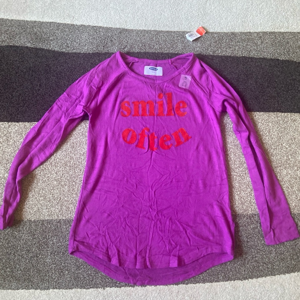 Old Navy Girls Long Sleeve Shirt  'Smile Often' Size XL 14

NWT